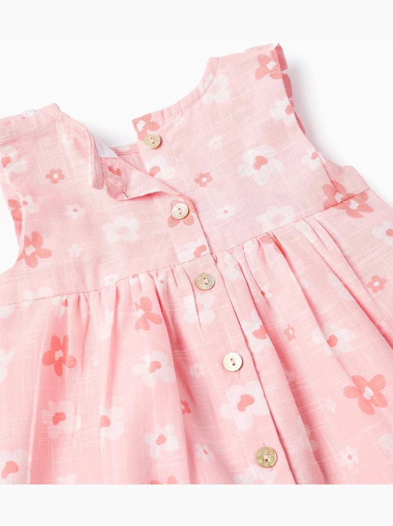 Robe et bloomer en coton à fleurs Rose clair - Kiabi