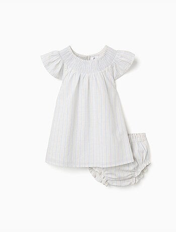 Robe et bloomer en coton à rayures B&S