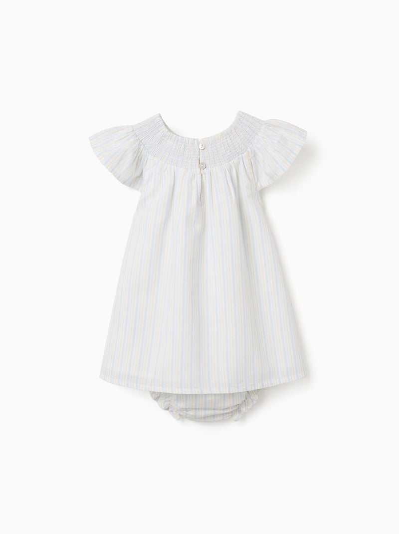 Robe et bloomer en coton à rayures B&S Bleu clair - Kiabi