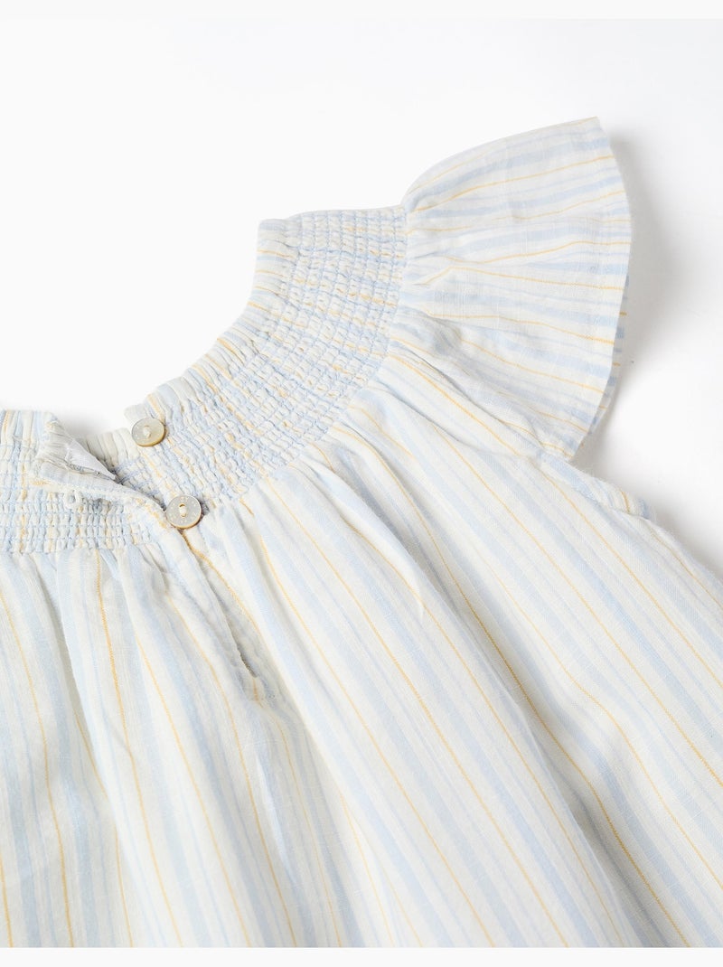 Robe et bloomer en coton à rayures B&S Bleu clair - Kiabi