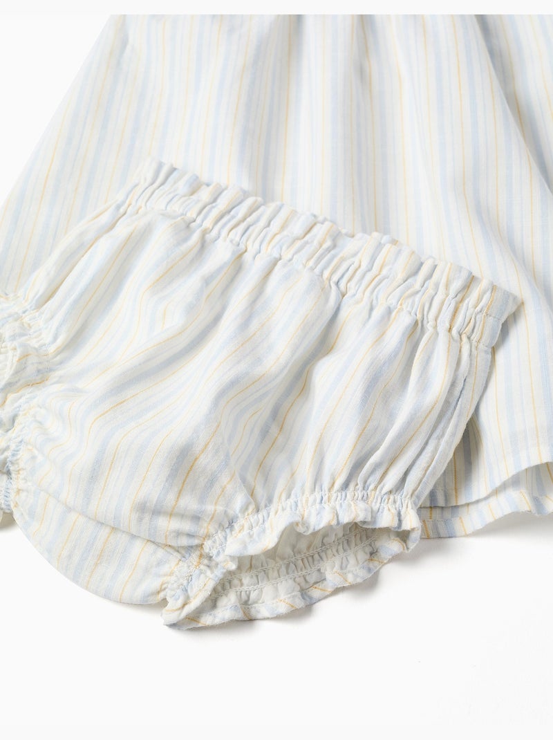 Robe et bloomer en coton à rayures B&S Bleu clair - Kiabi