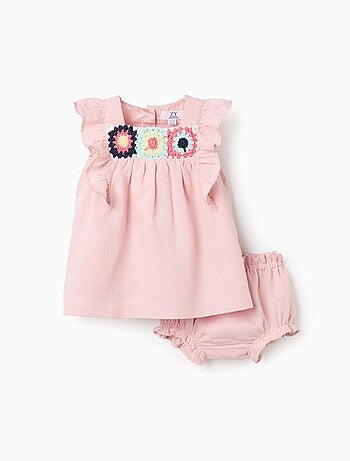 Robe et bloomer en coton et lin