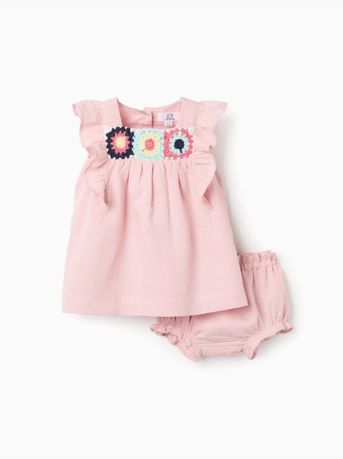 Robe et bloomer en coton et lin - Kiabi