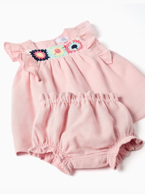 Robe et bloomer en coton et lin - Kiabi