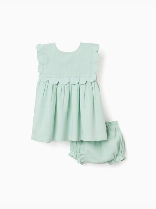 Robe et bloomer en coton et lin - Kiabi