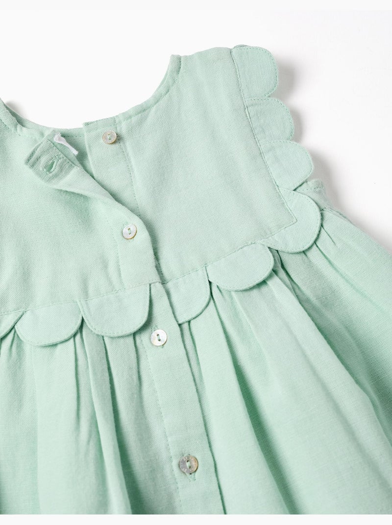 Robe et bloomer en coton et lin Vert clair - Kiabi