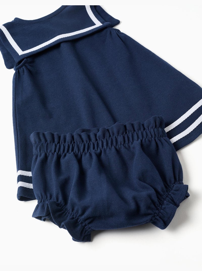 Robe et bloomer en piqué de coton Bleu foncé - Kiabi