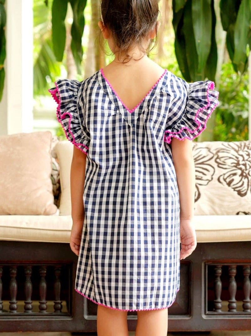 Robe Été Carreaux Vichy    BUTTERFLY - La Faute à Voltaire Bleu marine - Kiabi