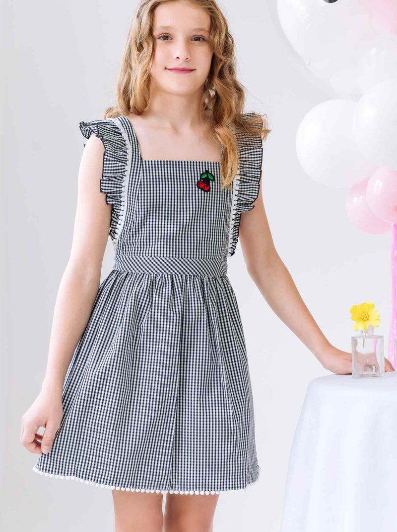 Robe Été Carreaux Vichy    LILI - La Faute à Voltaire Noir Blanc Gris - Kiabi