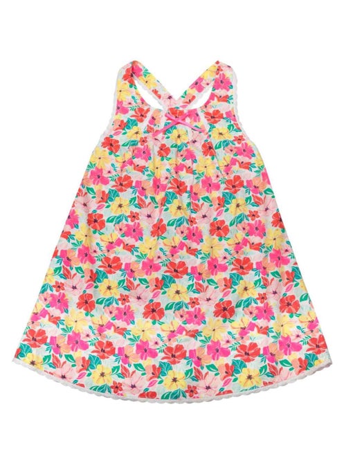 Robe Été    Coton Fleurie Hawaii  à Bretelles  ANAIS - 'LA FAUTE A VOLTAIRE' - Kiabi