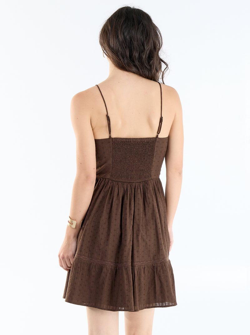 Robe évasée à bretelles Marron - Kiabi