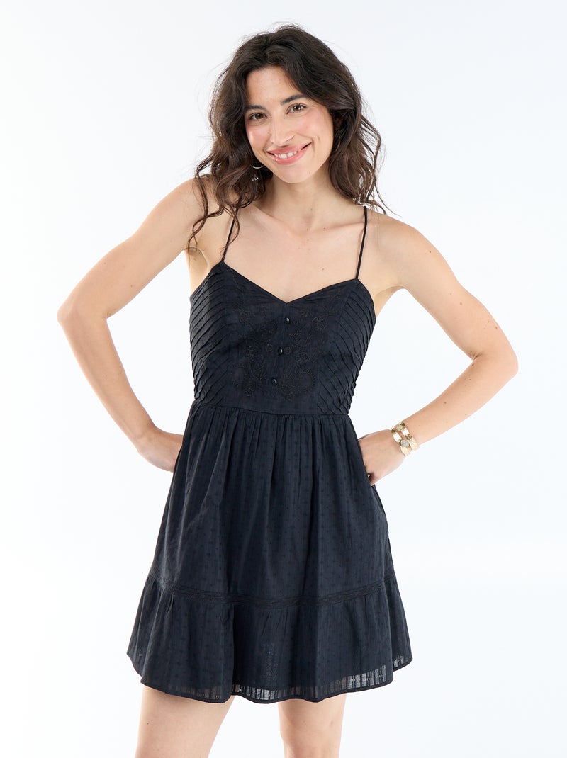 Robe évasée à bretelles Noir - Kiabi