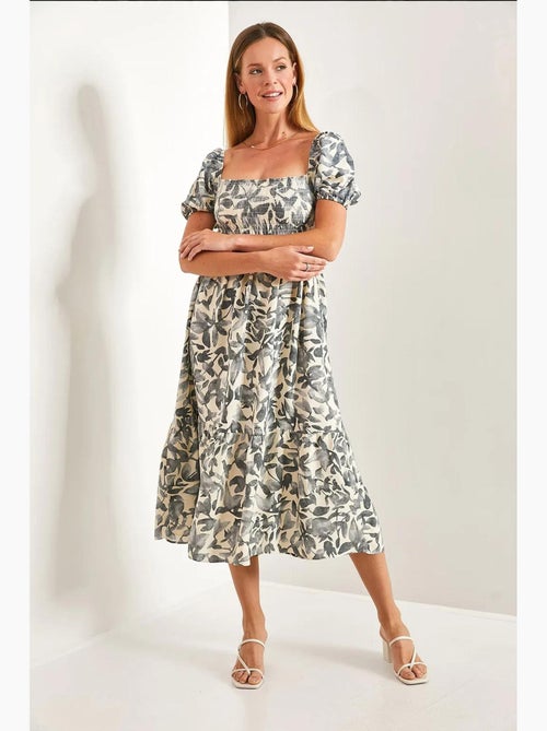 Robe évasée à col carré et à motifs multiples lucci - Kiabi