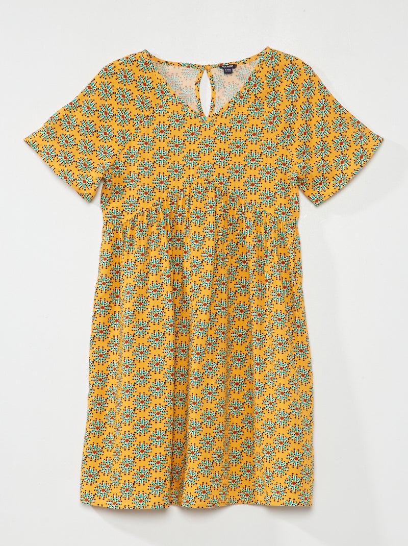 Robe évasée à motif fleuri Jaune - Kiabi