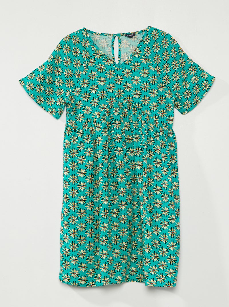 Robe évasée à motif fleuri VERT - Kiabi