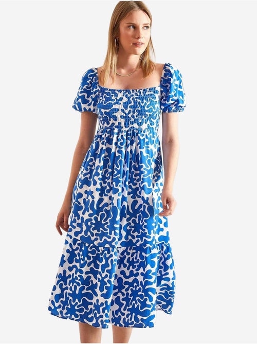 Robe évasée à motifs avec taille smockée lucci - Kiabi