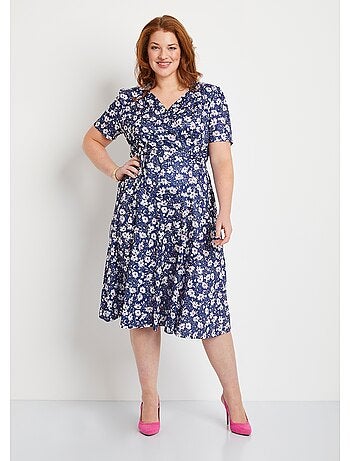 Robe évasée cache-coeur fleurie - Afibel