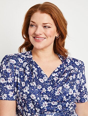 Robe évasée cache-coeur fleurie - Afibel