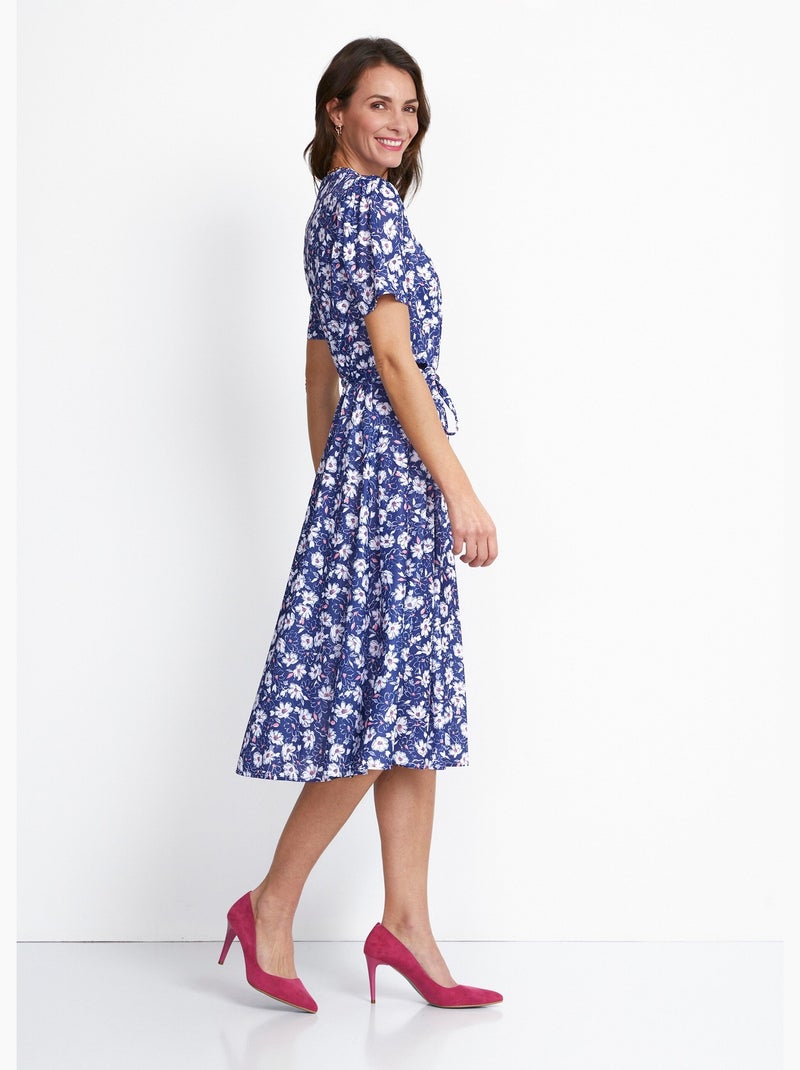Robe évasée cache-coeur fleurie - Afibel Bleu marine - Kiabi