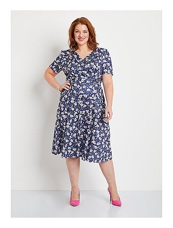 Robe évasée cache-coeur fleurie