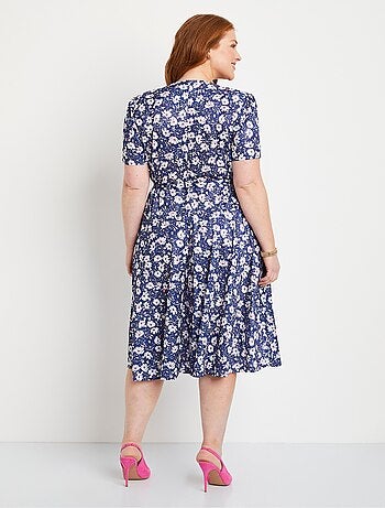 Robe évasée cache-coeur fleurie