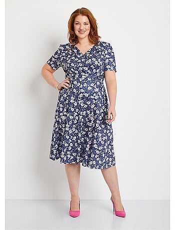 Robe évasée cache-coeur fleurie