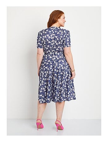 Robe évasée cache-coeur fleurie