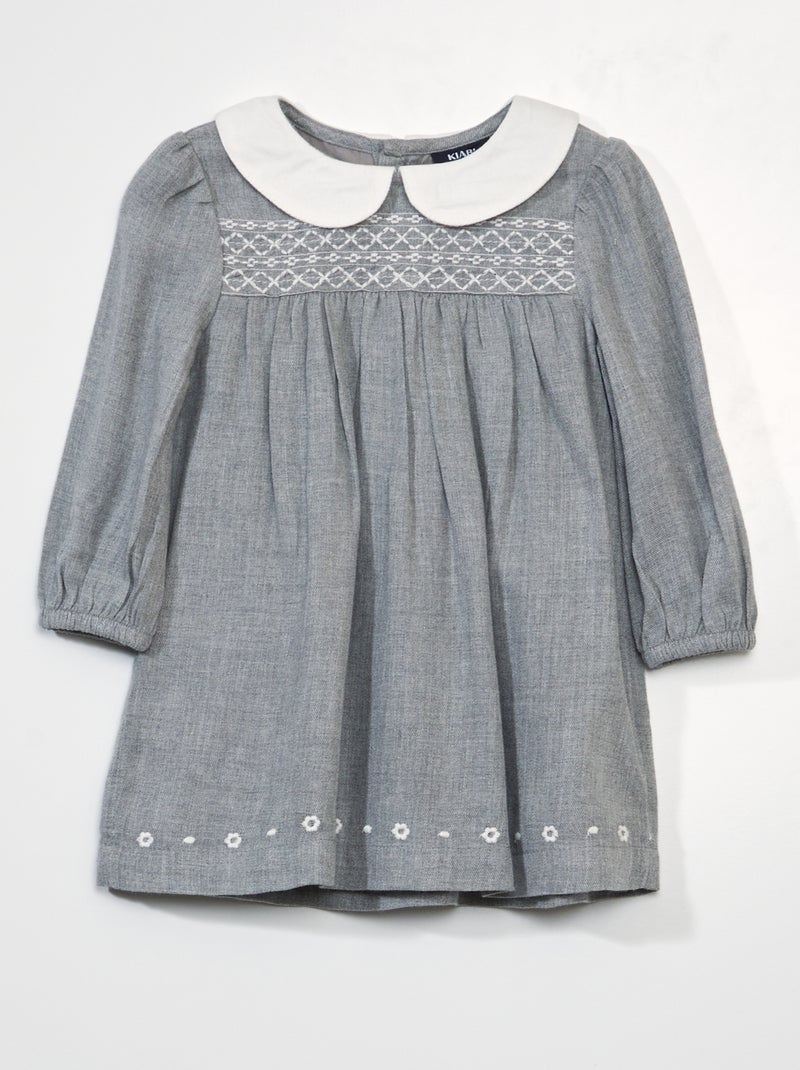 Robe évasée col claudine Gris - Kiabi