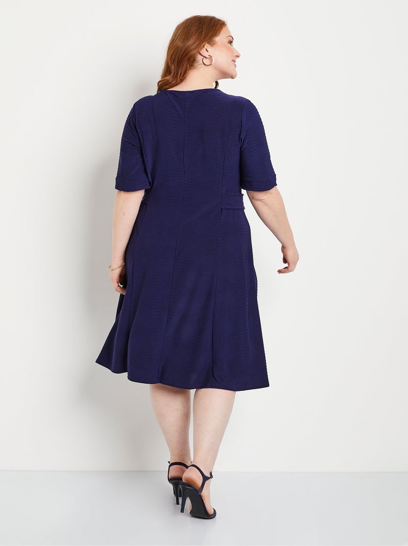 Robe évasée courte unie - Afibel Bleu marine - Kiabi