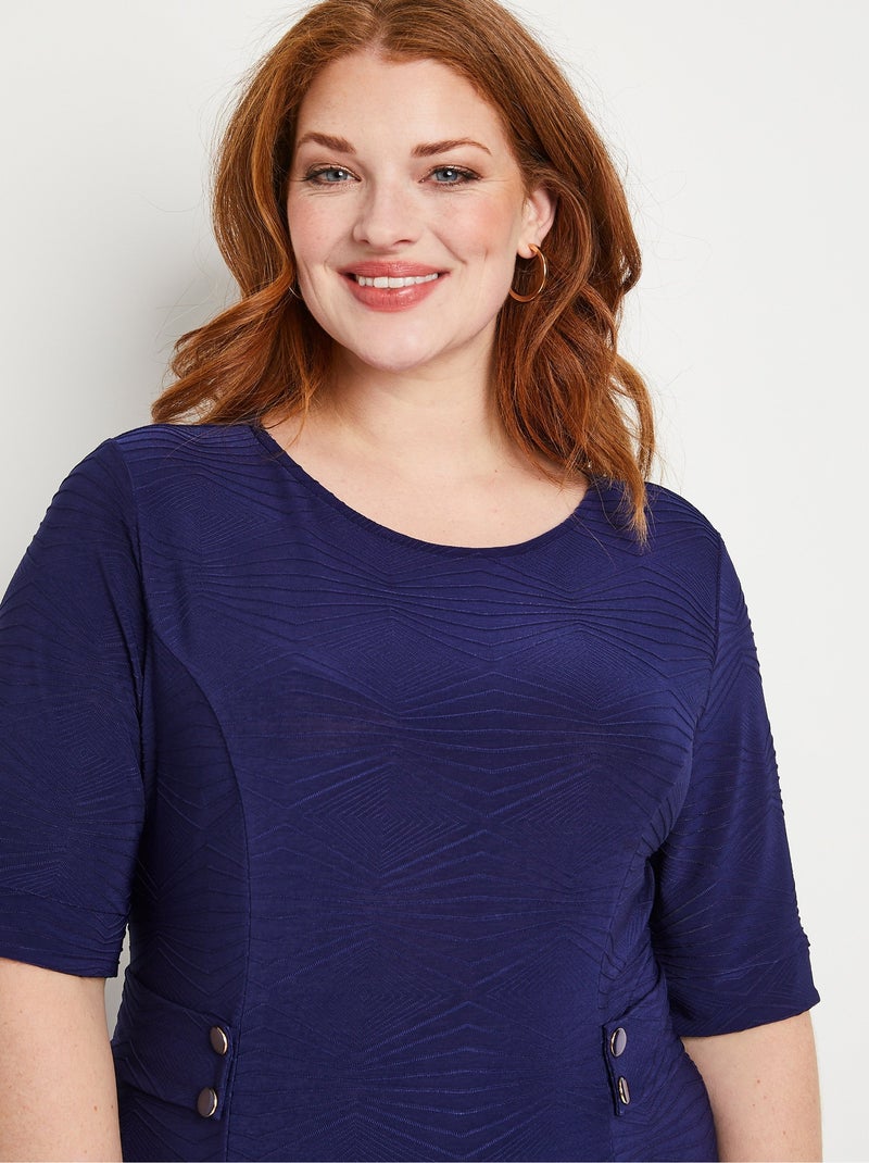 Robe évasée courte unie - Afibel Bleu marine - Kiabi