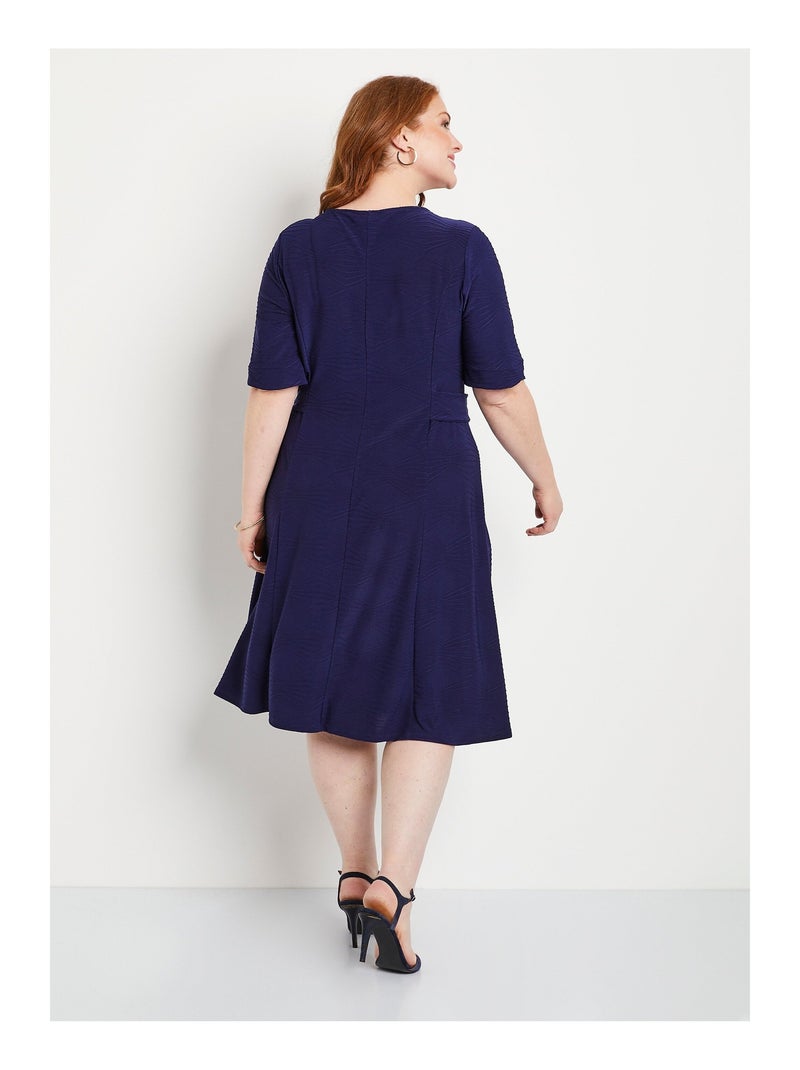 Robe évasée courte unie Bleu marine - Kiabi