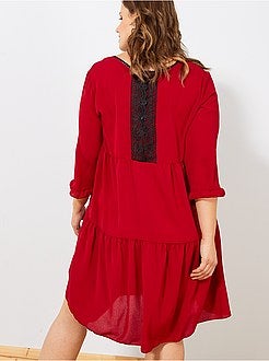 Robe évasée détail dentelle - Kiabi