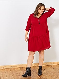 Robe évasée détail dentelle - Kiabi