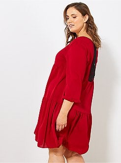 Robe évasée détail dentelle - Kiabi