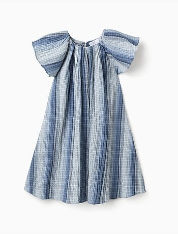 Robe évasée en coton à manches papillon