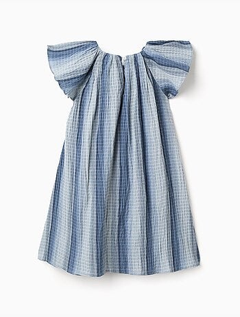 Robe évasée en coton à manches papillon