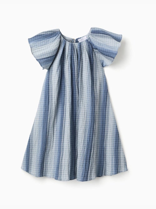 Robe évasée en coton à manches papillon - Kiabi