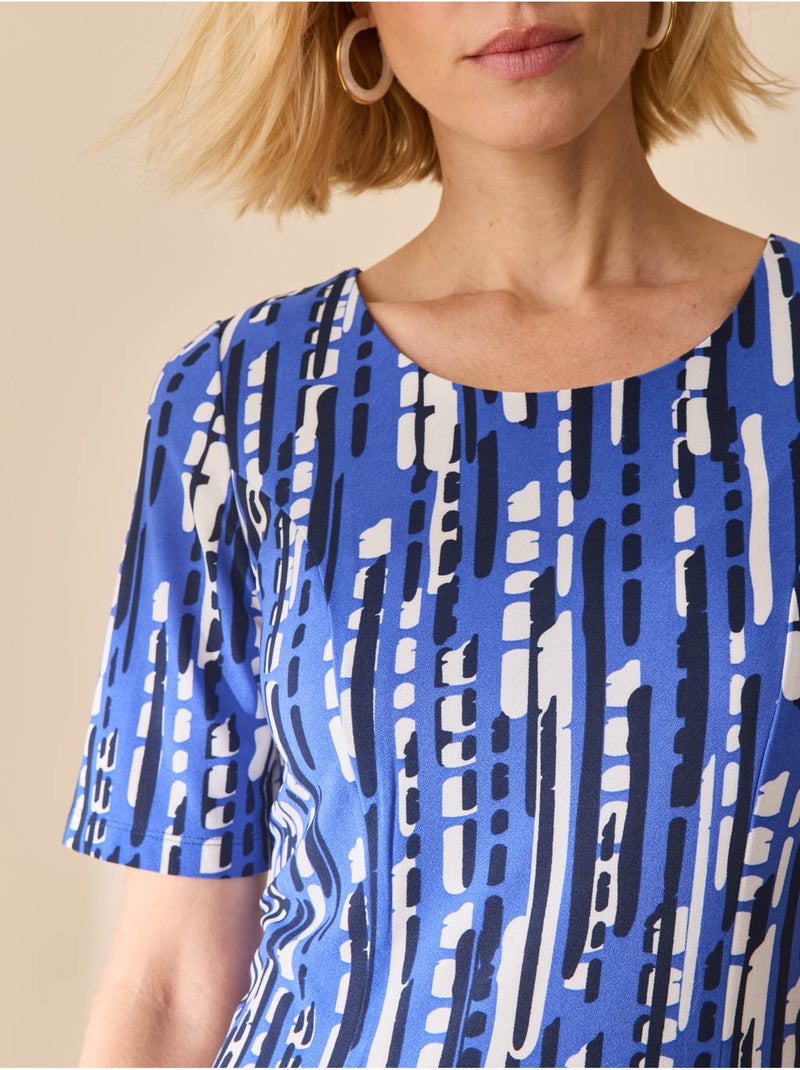 Robe évasée en maille - DAXON Blanc Bleu Noir - Kiabi