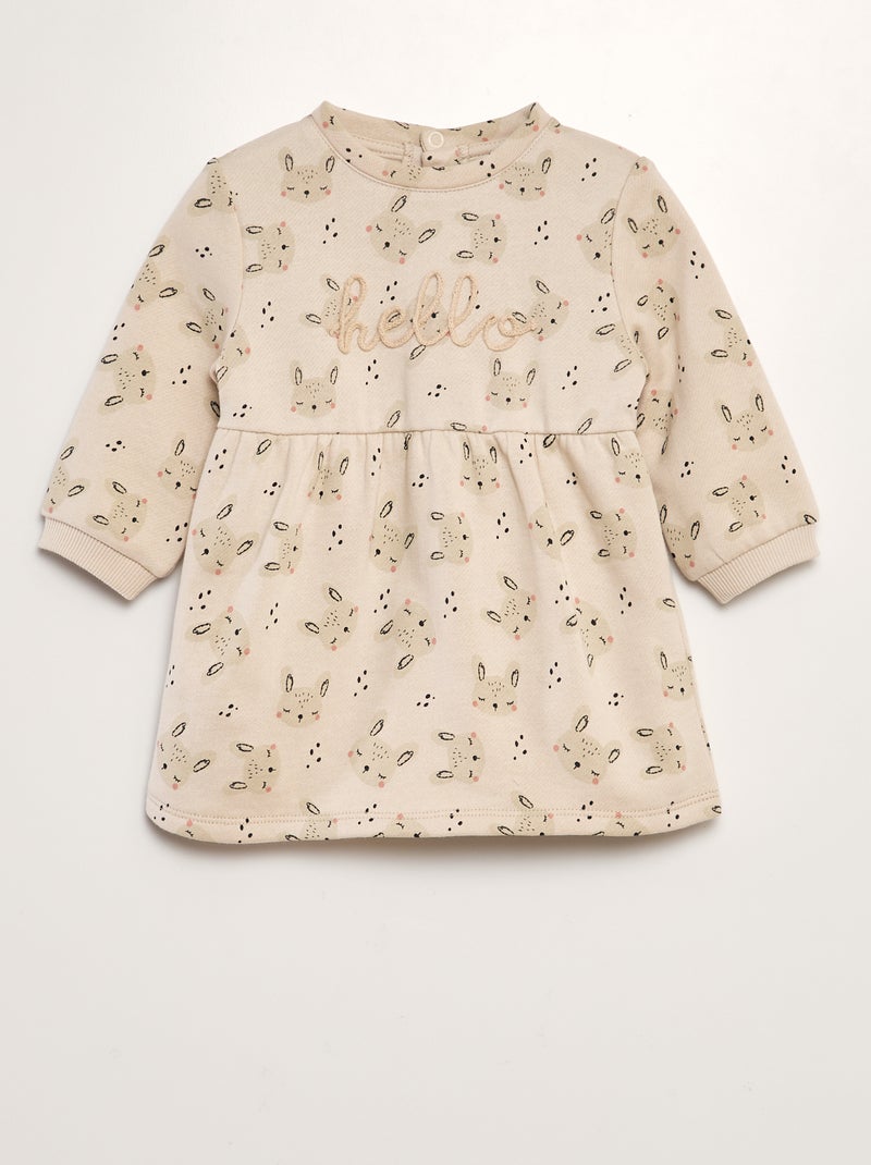 Robe évasée en molleton Beige clair - Kiabi