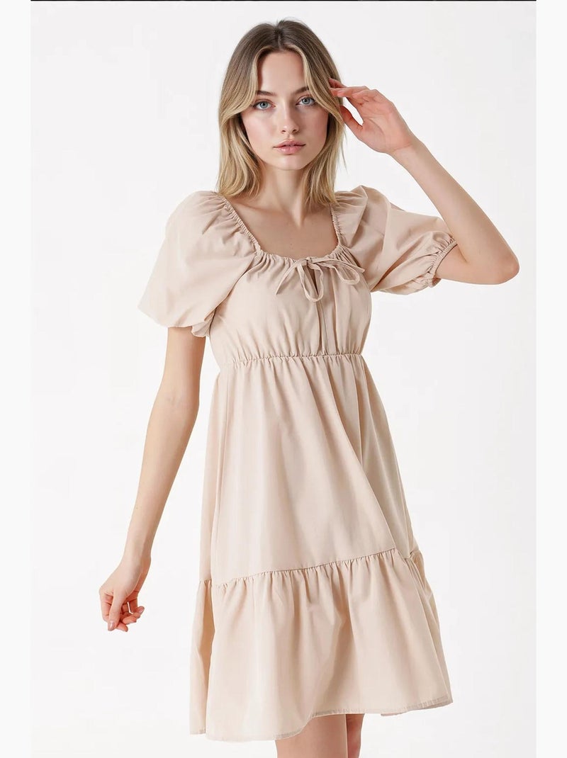 Robe évasée en popeline bdart Beige argile - Kiabi