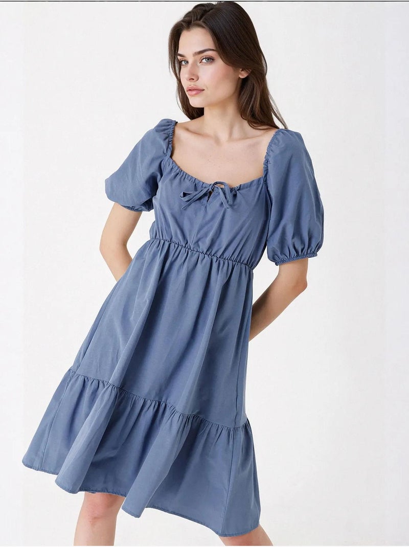 Robe évasée en popeline bdart Bleu - Kiabi