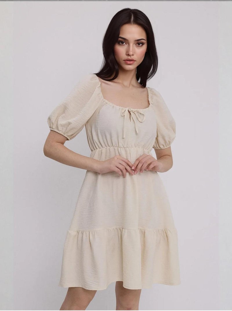 Robe évasée en popeline bdart Crème - Kiabi