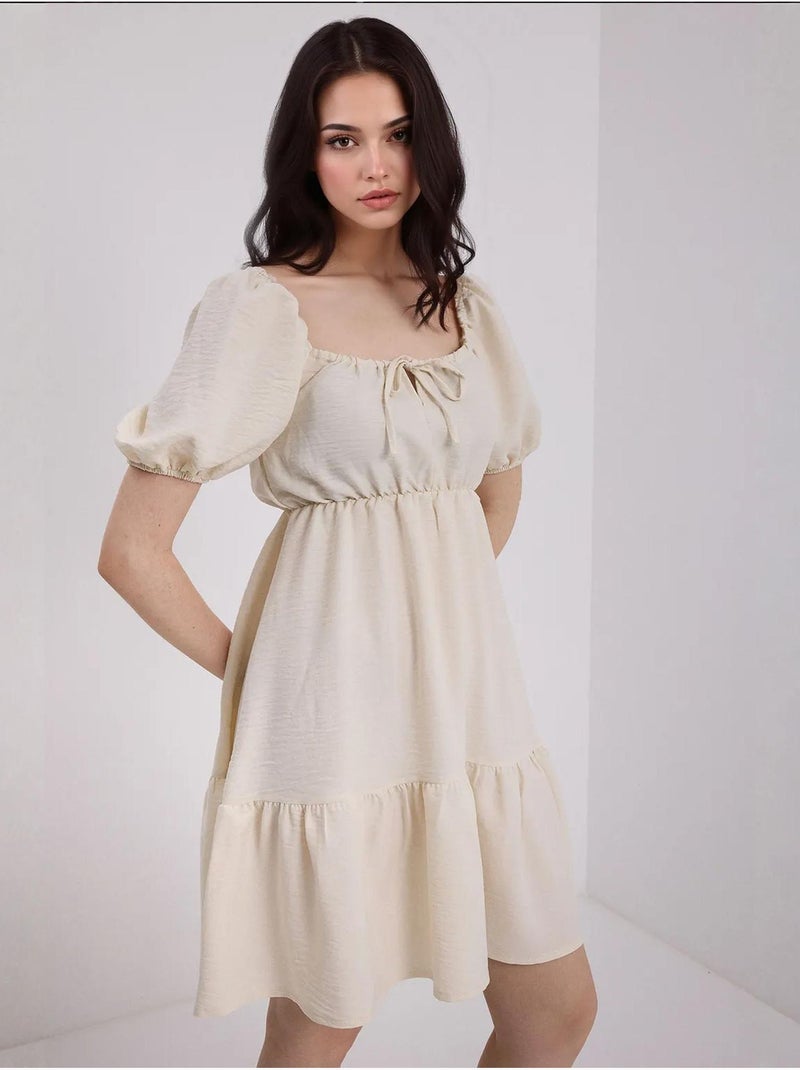 Robe évasée en popeline bdart Crème - Kiabi