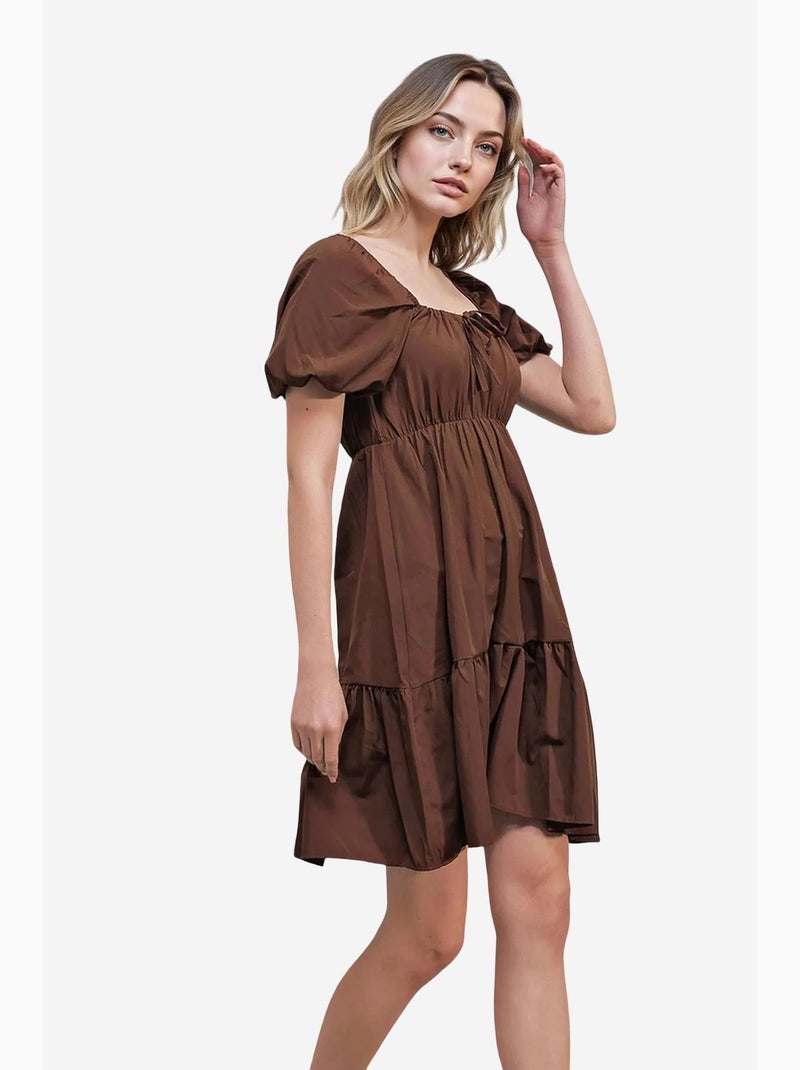 Robe évasée en popeline bdart Marron - Kiabi