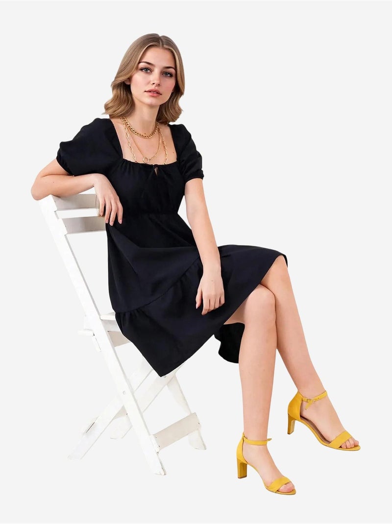 Robe évasée en popeline bdart Noir - Kiabi
