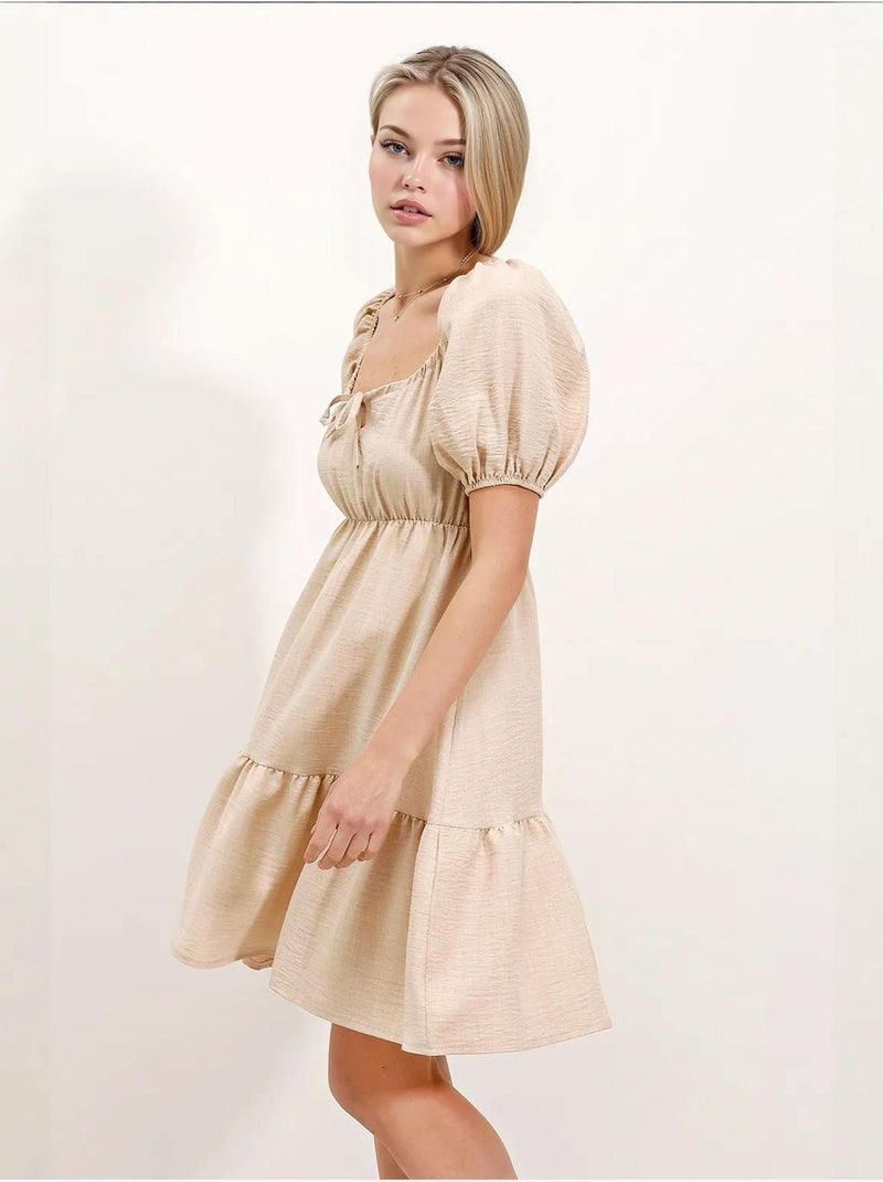Robe évasée en popeline bdart Sable - Kiabi