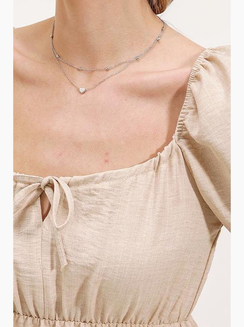 Robe évasée en popeline bdart Sable - Kiabi