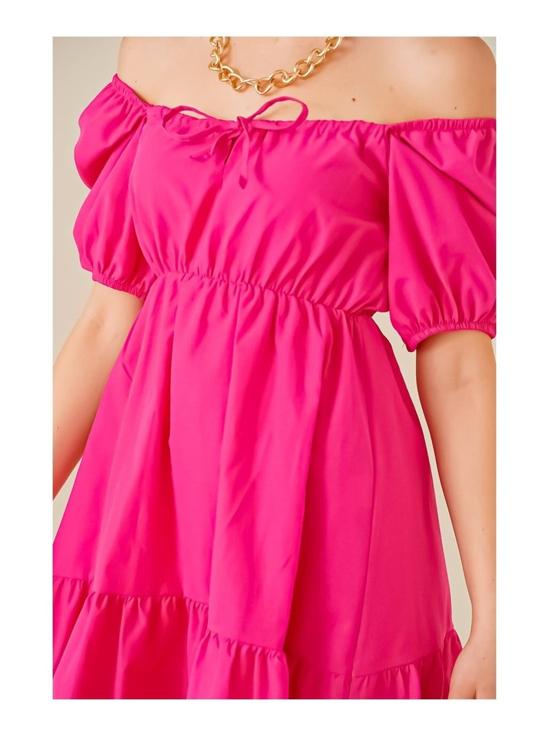 Robe Evasée en Popeline Rose - Kiabi