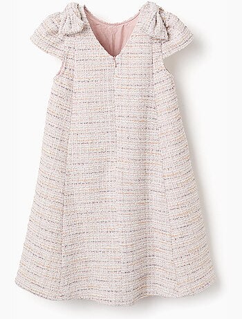 Robe évasée en tweed avec nœuds décoratifs