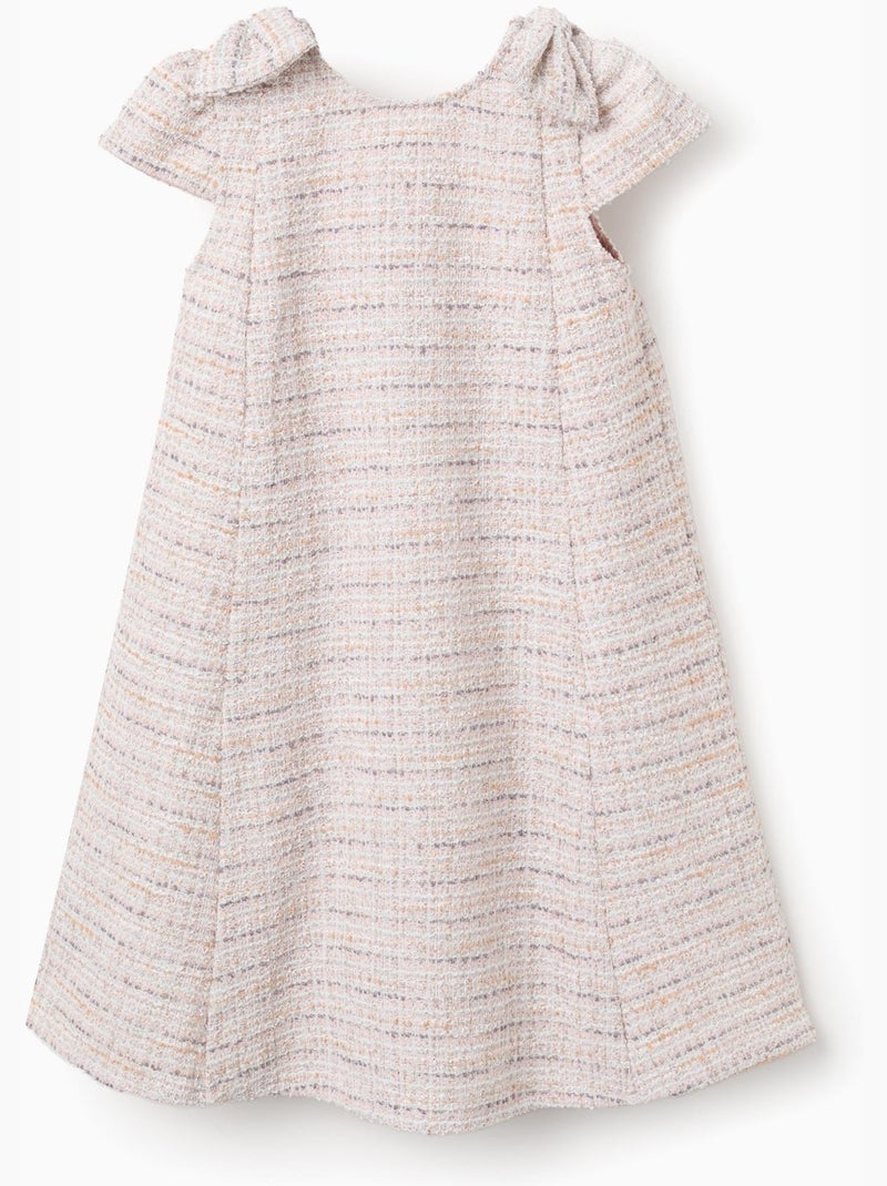 Robe évasée en tweed avec nœuds décoratifs Rose clair - Kiabi